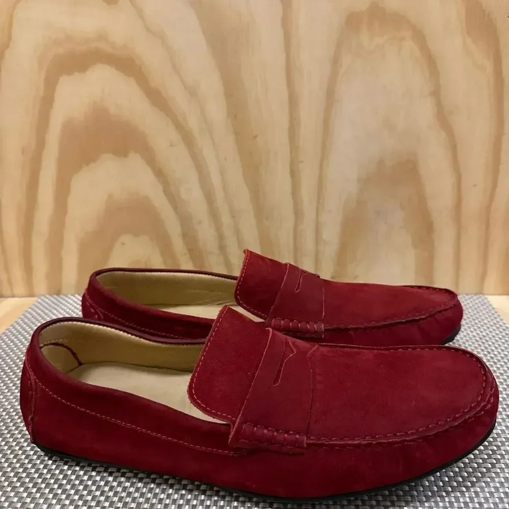 Saks Fifth Avenue Burgundy Suede Driving Loafers Men’s Shoes Slip On Size 12M